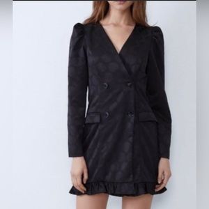 Zara Polka Dot Tuxedo Blazer Dress
